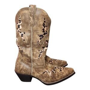 Laredo Western Boots Leather Leopard Country Western Cowboy Womens Size 10